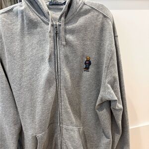 Like New Gray Polo Bear Hoodie Sz L